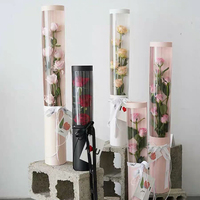 Boîte à fleurs de savon en papier kraft avec fenêtre transparente en PVC pour fleurs de savon en forme de rose