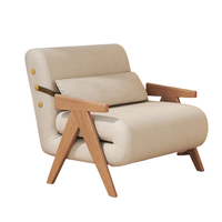 Canapé-lit convertible en tissu rembourré de style Mid-Century Modern, avec accoudoirs roulés, structure en bois massif, assise rembourrée et dossier à coussins écologiques