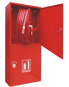 Armoire murale rouge pour enrouleur de tuyau d'incendie avec rangement pour extincteur et coffre de sécurité pour usage résidentiel et professionnel - Product Image 5