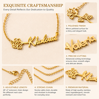 Collier personnalisé avec nom et fleur de naissance, pendentif personnalisé, bijoux en acier inoxydable, cadeau unisexe pour hommes et femmes