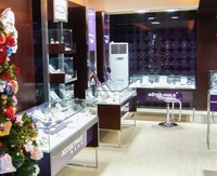 Vitrine et présentoir d'intérieur pour bijouterie, en LED dorée, écologiques et de haute qualité, pour l'aménagement de magasins de détail (vente en gros)