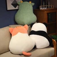 Coussin en peluche animal mignon, décoration créative pour canapé et chambre, coussin doux en forme de chat, panda, dinosaure