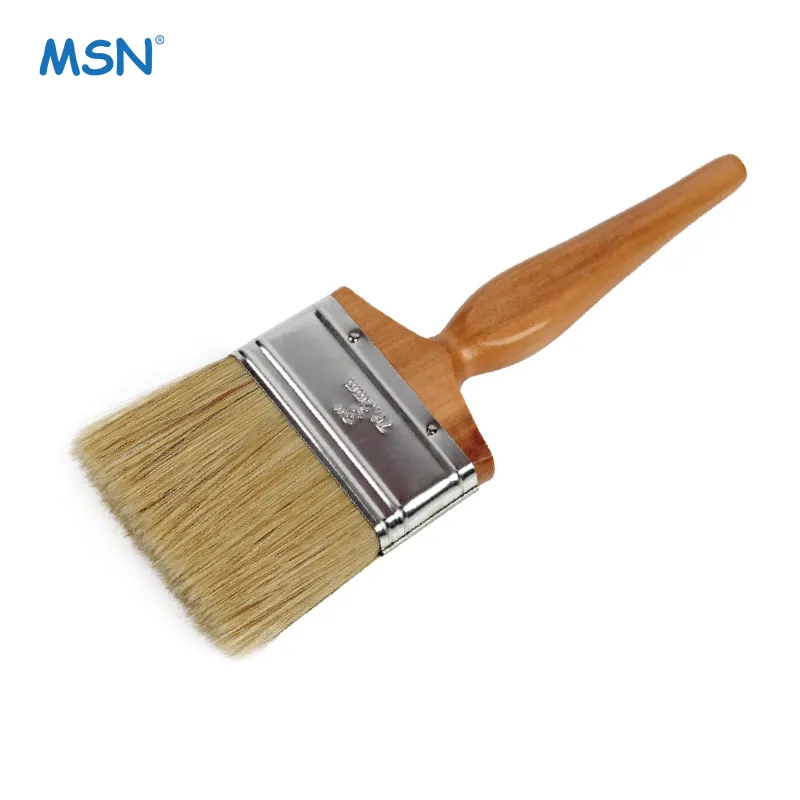 MSN แปรงขนแปรง1124เพื่อทาสีชุดแปรงทาสีเส้นใยสังเคราะห์ด้ามไม้พร้อมแปรงทาสีโลหะปลอกโลหะ