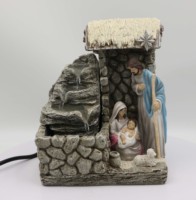 Fontaine d'eau de crèche en résine grise, Sainte Famille, décoration religieuse de table pour les fêtes, personnalisable, marque MSD, approvisionnement B2B Chine