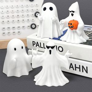 Figura de Fantasma de Resina con Logotipo Personalizado OEM, Decoración de Halloween con Fantasma de Dedo Medio y Calabaza, Adorno de Escritorio de Latón Plateado - Product Image 1