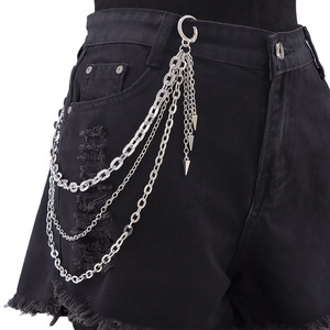 Cadena de metal de tres capas para pantalones con colgantes cónicos, accesorio de cintura de aleación de zinc para uso diario, estilo hip hop - Product Image 1