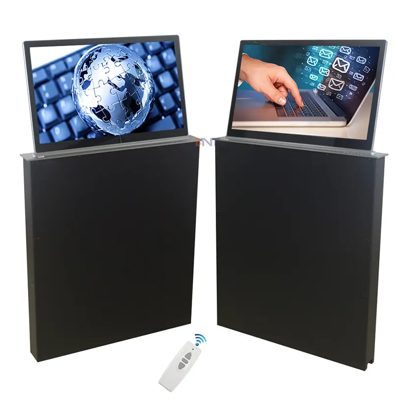 Conference 15.6/17.3/18.5/21.5 inch motorized lcd monitor lift mechanism with anti pinch hand protection
