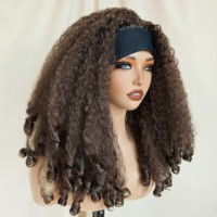 KEMY HAIR Vente en gros de perruques afro crépues bouclées de haute qualité, perruques synthétiques bon marché à boucles rebondissantes, fabriquées à la machine, avec bandeau pour femmes noires