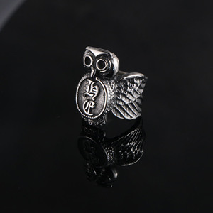 Owl <b>Ring</b> <b>Titanium</b> Steel Men's Animal Punk Jewelry SA410 Gift - Product Image 4