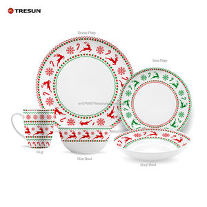 Custom Eco-Friendly Porcelain <b>Dinnerware</b> <b>Sets</b>-Modern Design Microwavable Dishwasher Safe Christmas Holiday Tableware - Product Image 4