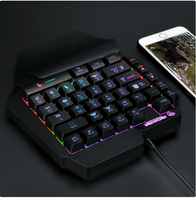 Clavier sans fil Shibadu F6 2,4 GHz USB à une main, clavier de jeu coloré pour ordinateur de bureau, clavier Throne avec 108 touches