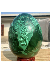 Huevo de Cristal de Malaquita Natural Tallado a Mano, Globo Decorativo de Piedra Pulida, Adorno para el Hogar, Oficina o Regalo - Product Image 3