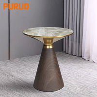 Table d'appoint décorative PURUO pour salon et chambre, en pierre microcristalline et acier inoxydable doré, table basse de salon