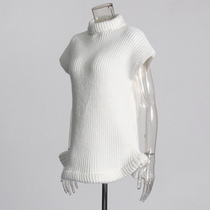 2024 Autumn Style Pullover <strong>Sweaters</strong> Diagonal Collar <strong>White</strong> Women <strong>Knitted</strong> <strong>Sweater</strong> - Product Image 3
