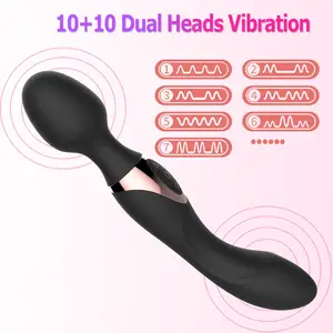 USB Charg10 kecepatan vibrator kuat untuk wanita sihir Dual motor tongkat pemijat tubuh mainan seks wanita untuk wanita g-spot mainan dewasa