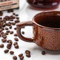 Ensemble tasse à café et soucoupe en céramique 200 ml, glaçure de transmutation au four, grès artisanal rétro, pour café et hôtel