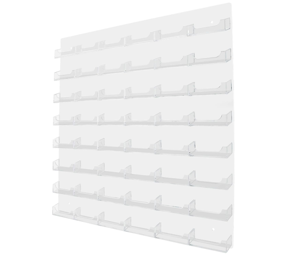 Clear & Black Acrylic Wall Mount Business Card Holder - 2 Slot Display With Hanging Hardware