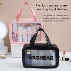 Ensemble de 6 trousses de maquillage transparentes en PVC pour femmes, étanches, pour les voyages en plein air, trousse de maquillage transparente givrée - Product Image 6