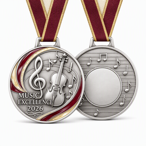 Medalla de Premio Escolar Personalizada al por Mayor, Medalla de Aleación de Zinc 3D para Logros Académicos, Reconocimiento, Honor, Festival de Música - Product Image 1