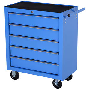 HOMCOM Chariot d'atelier à 5 tiroirs avec roues en métal bleu, 67.5x33x77cm - Product Image 1