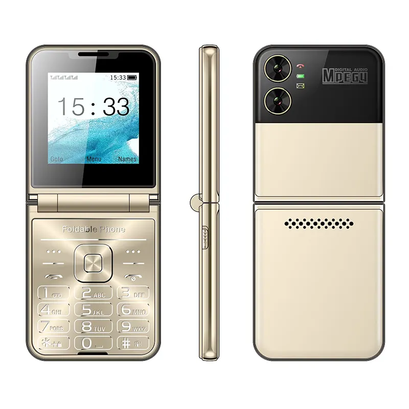 2024 dernière conception F5 2.6 pouces 1400mAh 4 carte sim téléphone mobile pliant fonction téléphone