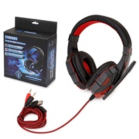 Écouteurs filaires antibruit + Microphone casque de jeu, son surround sur l'oreille, jeu, LED RGB Light, casque de jeu