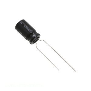 ตัวเก็บประจุแบบมีรูผ่านรูระบาย47 uF 20% 63V ตัวเก็บประจุแบบ UVR1J470MED1TA ผ่านรู - Product Image 1
