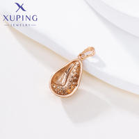 6989 Bijoux XUPING en gros, pendentif breloque demi-goutte en micro-cz synthétique plaqué or pour la fabrication de colliers