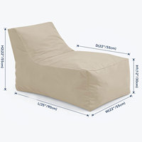 Fauteuil de relaxation d'extérieur en forme de pouf - Petit canapé de sol avec rembourrage en mousse déchiquetée, housse amovible imperméable à l'eau avec fermeture éclair
