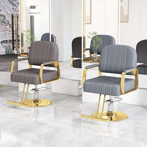 Silla de Estilismo de Salón de Lujo Negra y Dorada, Silla de Barbero Hidráulica con Base Cuadrada Dorada y Reposapiés para Salón de Belleza - Product Image 3