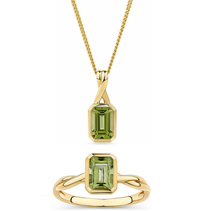 ชุดสร้อยคอและแหวนจี้เพชรเม็ดเดี่ยวทรงสี่เหลี่ยมมรกต ดีไซน์โรแมนติกจาก Gemnel Fashion เน้นความอ่อนโยนต่อผิว - Product Image 1
