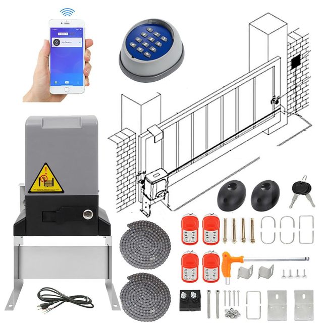 SHUNUO Remote APP Sliding Gate Opener Kit Automatic Electric Door Operators 800kg 1000kg 1500kg 2000kg Sliding Gate Motor