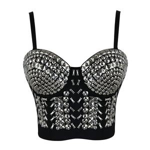 Corsetto Steampunk Sexy gotico da donna Push up <span class=keywords><strong>reggiseno</strong></span> <span class=keywords><strong>bustier</strong></span> corpetto CropTop scheggia di strass Lingerie Sexy <span class=keywords><strong>reggiseno</strong></span> rivetti corpetto - Product Image 2