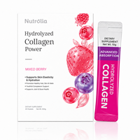 Collagène hydrolysé saveur fruits rouges variés en sachet, poudre de collagène, marque privée, collagène de poisson Halal, certifié COA disponible