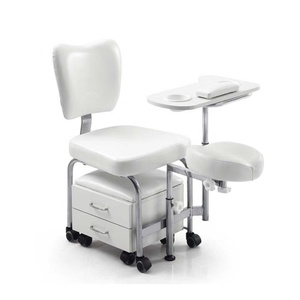 Mesa de Manicura Moderna con Silla de Pedicura en Negro, Blanco y Rosa, con Taburete Móvil para Peluquería - Product Image 2