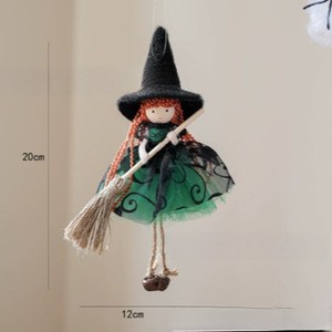 New Halloween Witch Decoration Cloth Pendant Door Handle Arrangement Pumpkin Mesh Broom Top <b>Hat</b> Angel Girl Hot Selling - Product Image 3