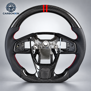 พวงมาลัยหนังคาร์บอนไฟเบอร์แบบกำหนดเองสำหรับ Civic รุ่นที่ 10 ปี 2010-2024 Accord Fit - พวงมาลัยสปอร์ตคุณภาพสูง - Product Image 1