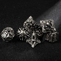 Ensemble de 7 dés polyédriques en métal creux D4 D6 D8 avec cravates, pour jeux de table Dungeons & Dragons Pathfinder