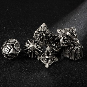 Ensemble de dés polyédriques en métal creux en forme de crâne 3D, 7 pièces, avec pointes, pour jeux de rôle Dungeons & Dragons, Pathfinder, jeux de table - Product Image 2