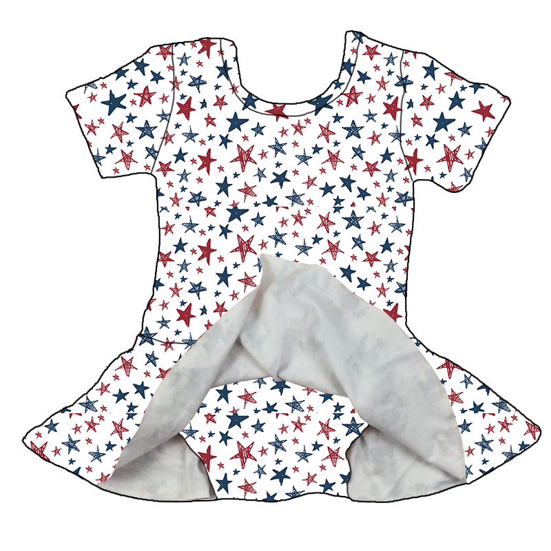 4th July звезда с баской и короткими рукавами трико для девочек, платье для девочки, детское платье с цветочным узором для маленьких девочек; Детские платья для девочек, папы, органические с штаны-шаровары
