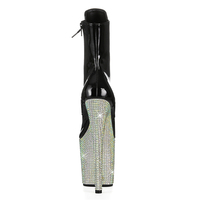 Bottines à lacets en PVC avec strass, fermeture éclair, talon aiguille de 20 cm, chaussures de pole dance