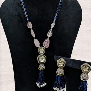 Set Perhiasan Kalung Wanita Mewah CZ Kubik Zirkon Dubai Aksesori Pengantin Pesona Gaya Elegan Klasik Pengiriman Drop