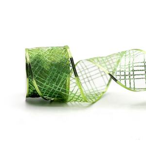 Cinta con cable de arpillera verde <span class=keywords><strong>esmeralda</strong></span> de 2,5 pulgadas, 100% poliéster para decoración del hogar para DIY, coronas navideñas, decoraciones de Árboles - Product Image 4