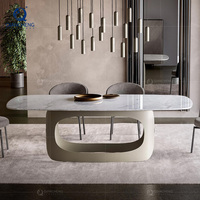 Ensemble de table à manger télescopique et extensible en acier inoxydable Qiancheng Marble, 6 places avec 4 chaises, fabriqué à Foshan, Chine