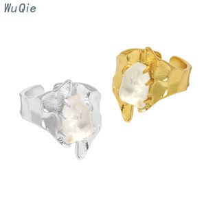 Wuqie Minority disallineamento anelli in argento Sterling 925 placcati oro Micro anello di cristallo indice regolabile - Product Image 1
