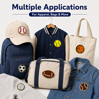 En stock : Écusson en chenille Gameday, badge de football et de volleyball, étiquette brodée de luxe à bordure scintillante pour vestes en jean, en gros