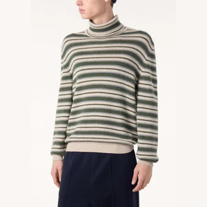 Suéter de <span class=keywords><strong>Cuello</strong></span> Alto para <span class=keywords><strong>Hombre</strong></span>, Mezcla de Lana, Diseño a Rayas, Jacquard, Cálido para Otoño e Invierno, Estilo Casual Elegante - Product Image 4