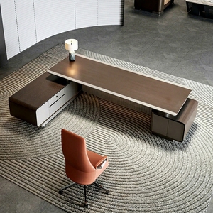 Set Scrivania Direzionale a L in Legno E0 con Sedia e Mobile Laterale, Arredamento per <span class=keywords><strong>Ufficio</strong></span> <span class=keywords><strong>Moderno</strong></span> di Lusso Ecologico per CEO/<span class=keywords><strong>Ufficio</strong></span> - Product Image 2
