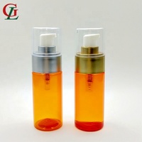 Haute qualité 60 ML PET orange lotion bouteille bouche de canard pompe bouteille semi transparent bouteille d'eau avec peinture pompe