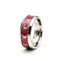 Spinnen-Emaille Edelstahl Drehring, Blau Schwarz Rot Eingelegt für Männer Frauen Gothic Punk Schmuck Geschenk